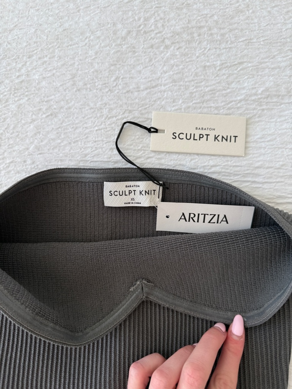 Aritzia Sculpt Knit Strapless Ribbed Bustier - Charcoal Gray - Picture 3 of 3